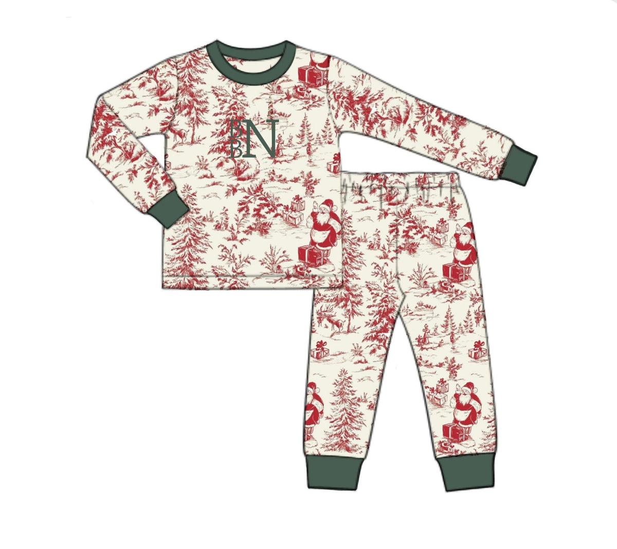 PO53 Santa Toile Pajamas 2pc. Set