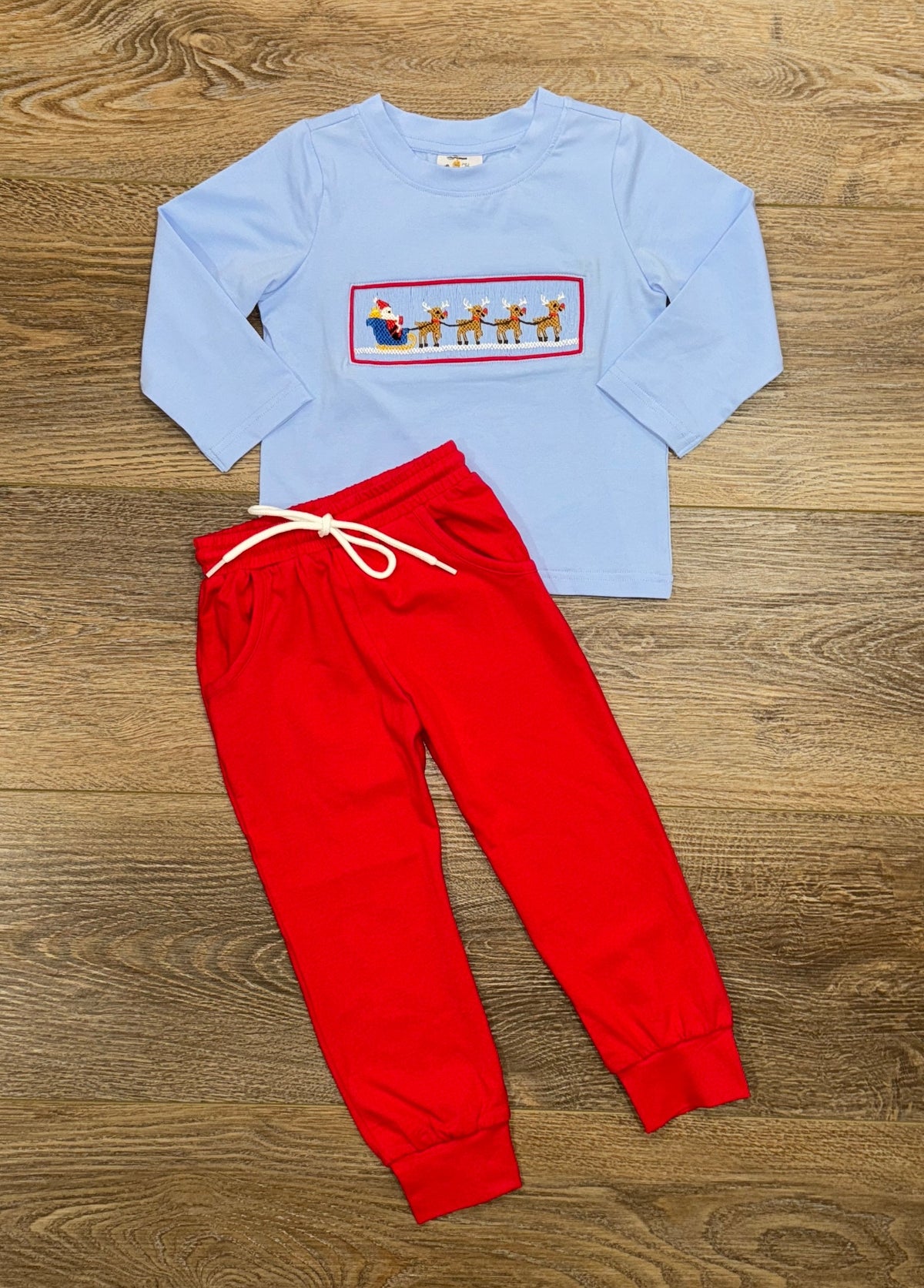 Smocked Santa’s Sleigh Jogger Set