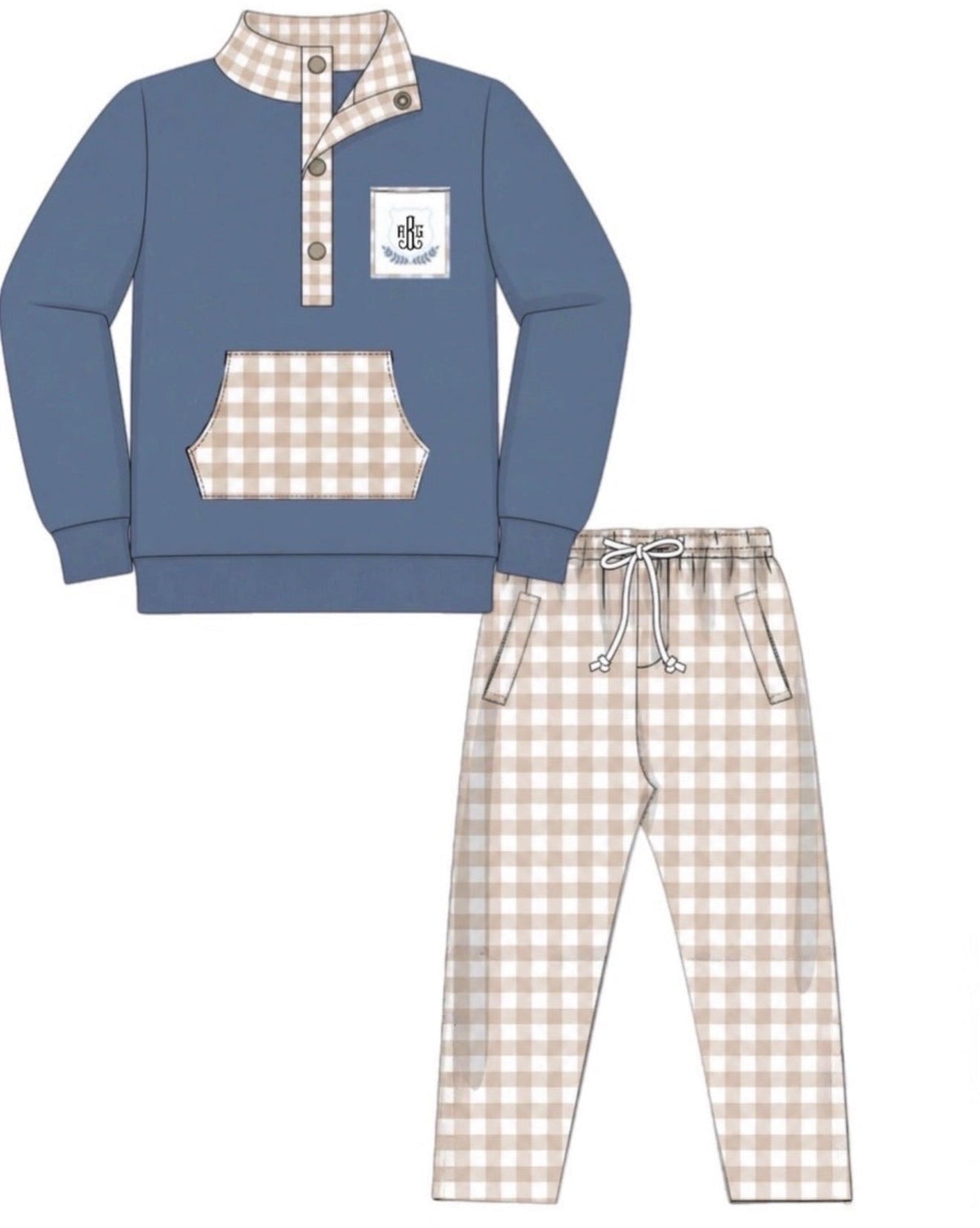 PO53 Smocked Monos Jogger Set