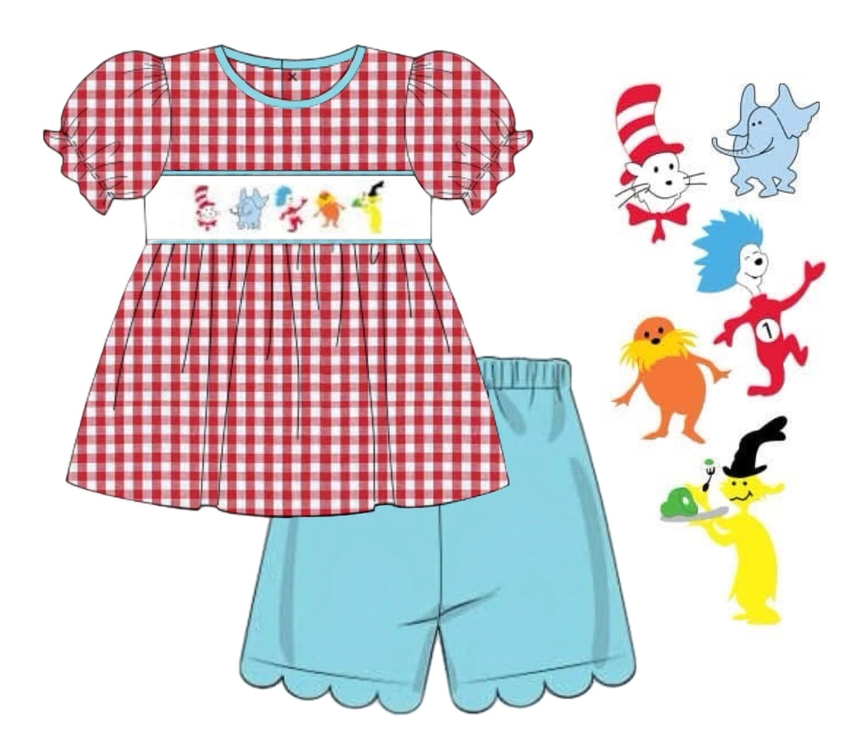 PO44 All Things Seuss Girl Short Set