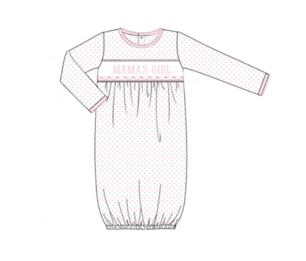 PO53 Bitty Dot Name Smocks Girl Gown