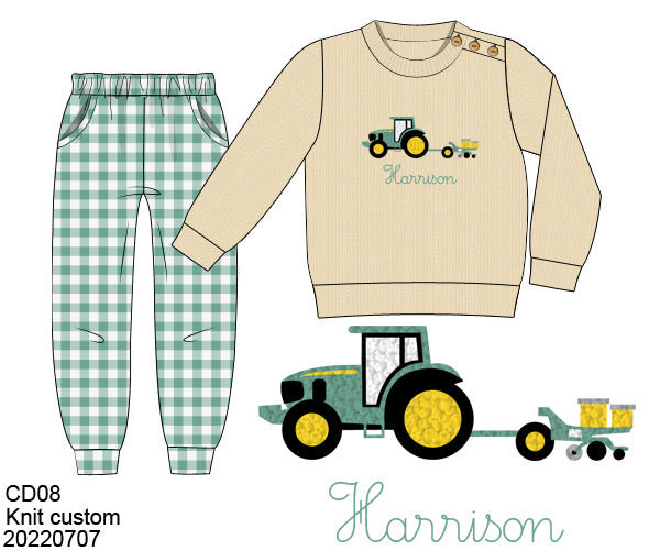 French Knot Tractor Jogger Set