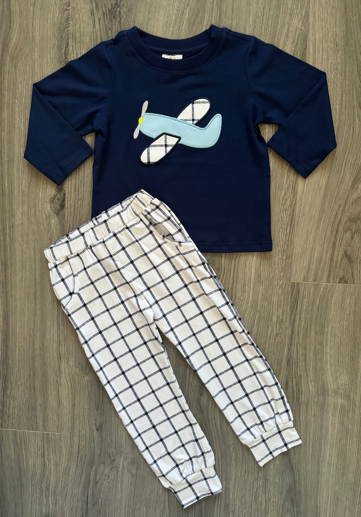 Plaid Planes Jogger Set