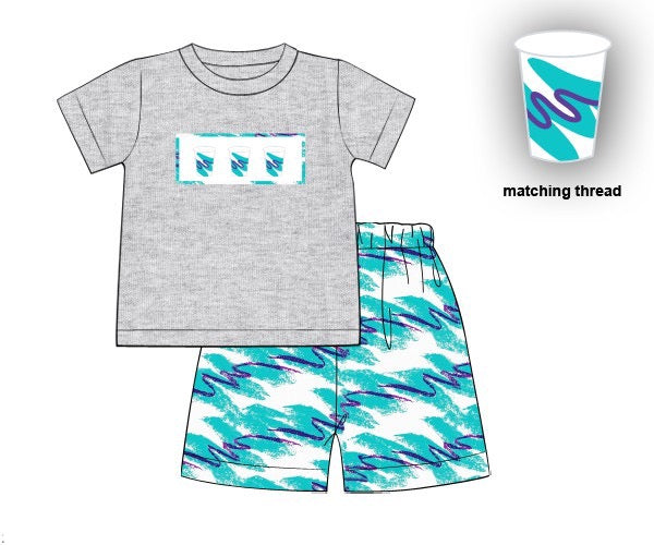 Boys 90s Print Shorts Set